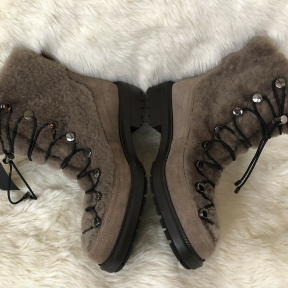 NEW $650 AQUATALIA LORENA GENUINE SHEARLING FUR LUXURY BOOT TAUPE 6 - Picture 6 of 7
